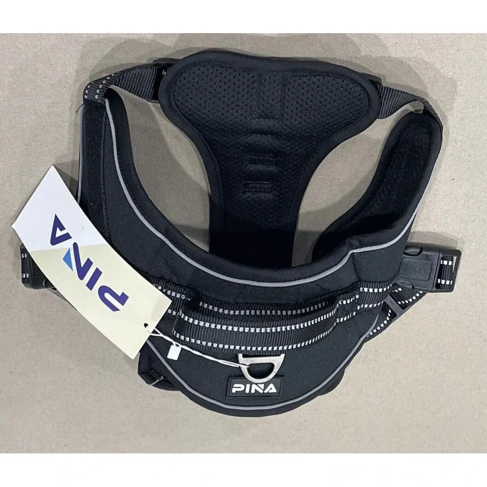 PINA Harness Large Dogs No Pull Harness‎ w/ Adjustable Padded Black No Choke